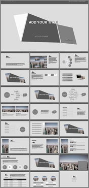 創(chuàng)意三角與梯形拼接 打造高級感灰色商務PPT模板